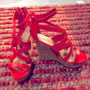 Pinkish-coral Cork wedges
